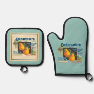 Set De Manoplas Etiquetas de Cajas de Frutas Antiguas Peras