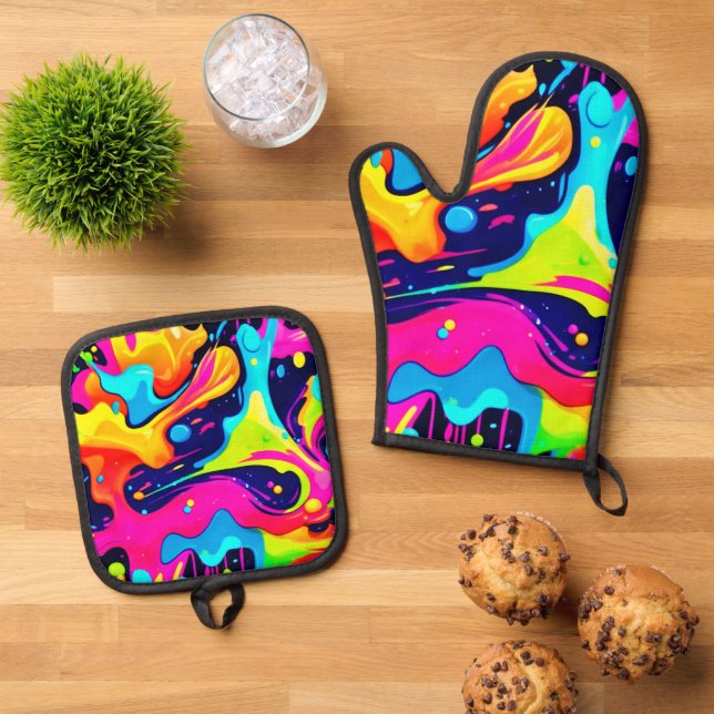 Set De Manoplas Explosión de Color Líquido Caos Neon (De arriba hacia abajo)