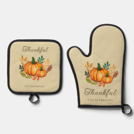 Set De Manoplas Fall Rustic Happy Thanksgiving