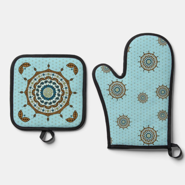Set De Manoplas Fantasía de Mehndi de Cobre (Anverso)