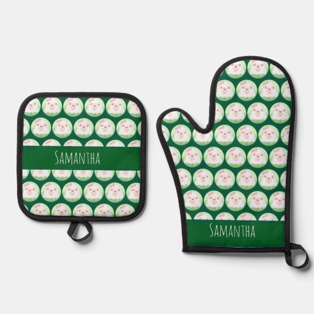 Set De Manoplas Fantasma de Cute Matcha Latte (Anverso)