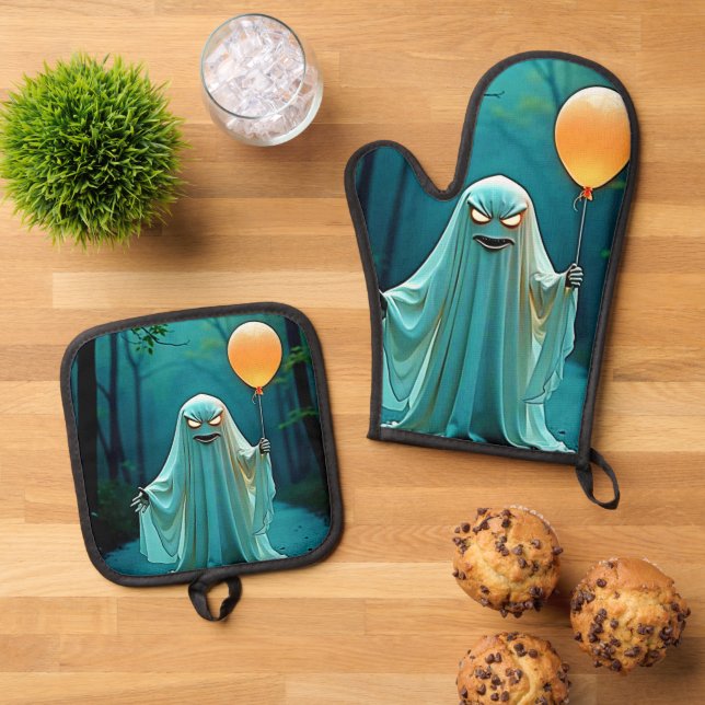 Set De Manoplas Fantasma fantasmal con globo espeluznante (De arriba hacia abajo)