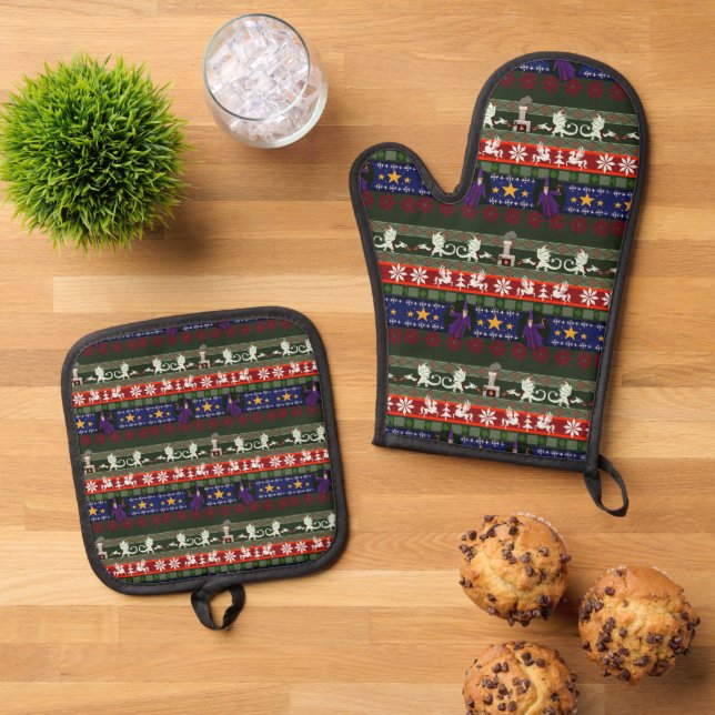 Set De Manoplas Fantasy Style Ugly Sweater Pattern  (De arriba hacia abajo)