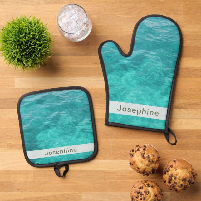 Set De Manoplas Faux Blue Water personalizado (De arriba hacia abajo)