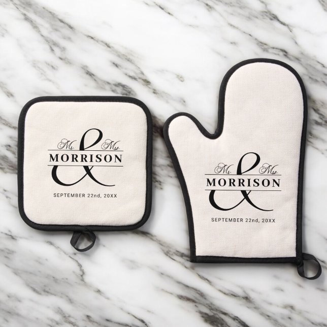 Set De Manoplas Favor de la boda Sr. Sra. Black White (Subido por el creador)