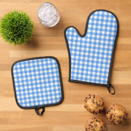 Set De Manoplas Faye y Lauren Blue Gingham