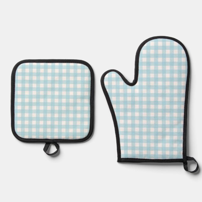 Set De Manoplas Faye y Lauren Bright Blue Gingham (Anverso)