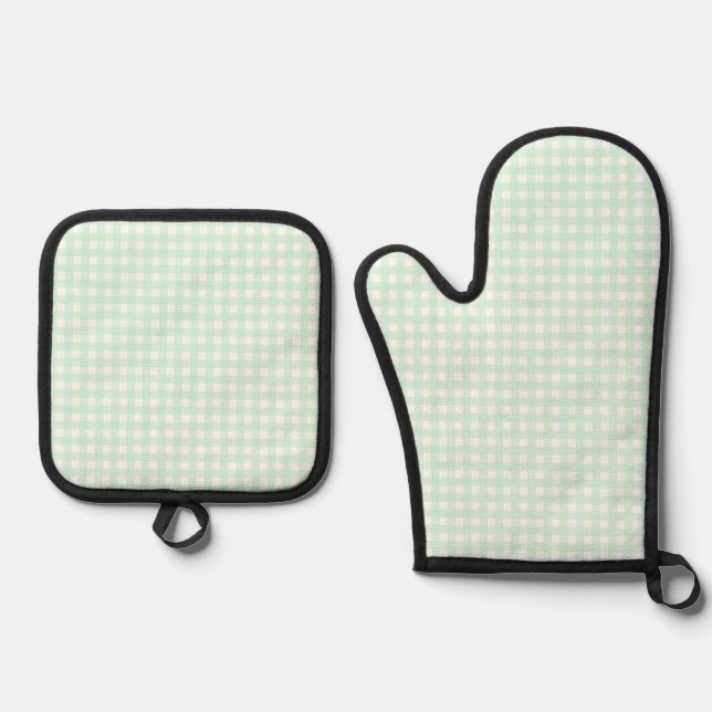 Set De Manoplas Faye y Lauren Bright Green Gingham (Anverso)