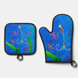 Set De Manoplas Feliz ave orquídea hawaiana