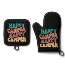 Feliz Camper Retro Wavy Textos Negro fondo