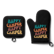 Feliz Camper Retro Wavy Textos Negro fondo