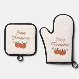 Set De Manoplas Feliz Día de Acción de Gracias Calabaza Otoño 