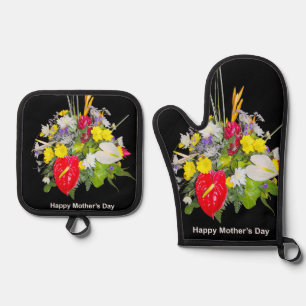 Set De Manoplas Feliz Día de la Madre Oven Mitt y Pot Holders