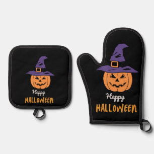Set De Manoplas Feliz Halloween Mitón de Horno de Calabaza y Juego