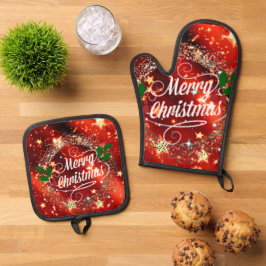 Set De Manoplas Feliz Navidad, diseño festivo,