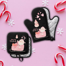 Set De Manoplas Feliz Navidad en rosa | |