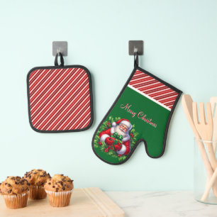 Set De Manoplas Feliz Navidad Santa