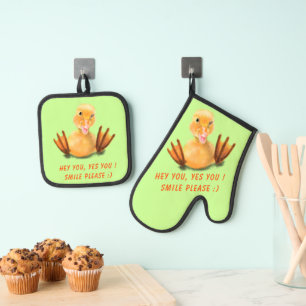 Set De Manoplas Feliz Personalizado de pato amarillo - Gracioso