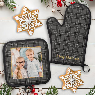 Set De Manoplas Festividad personalizada de Plantas Gris fotográfi