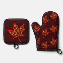 Set De Manoplas Fiery Fall Leaf