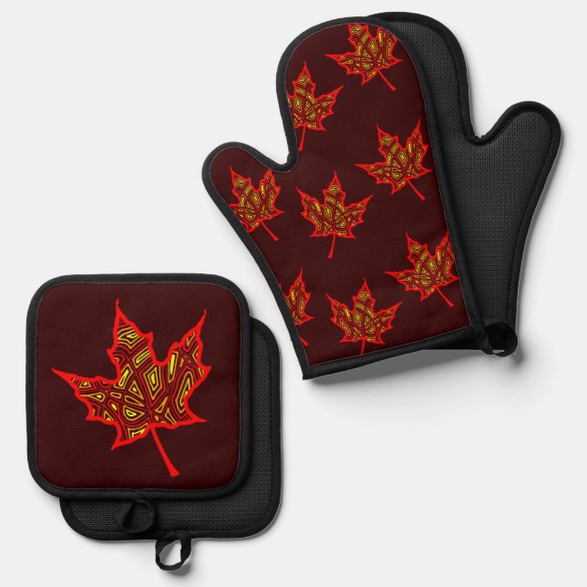 Set De Manoplas Fiery Fall Leaf (Anverso/Reverso)