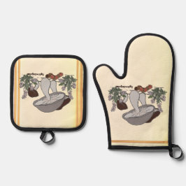 Set De Manoplas Figdewdrop caterpillar & mushroom gold pot holders