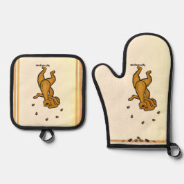 Set De Manoplas Figdewdrop Juggling Squirrel gold pot holders