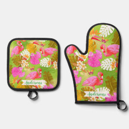 Set De Manoplas Flamingo Garden Bright Green