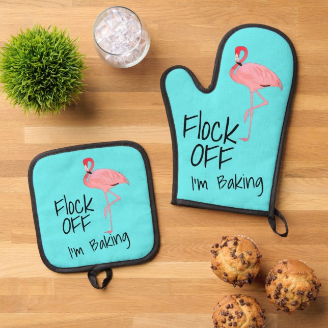 Set De Manoplas Flamingo rosa gracioso se desconecta (De arriba hacia abajo)