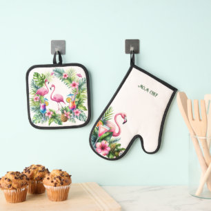 Set De Manoplas Flamingo Tropical Retirement Mom Grandma Wife