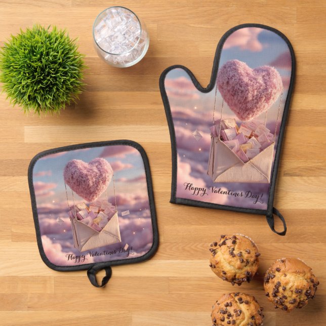 Set De Manoplas Floating Heart of Love Letters Design Postcard (De arriba hacia abajo)