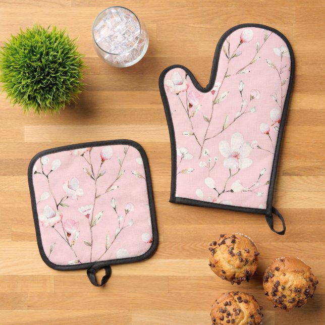 Set De Manoplas Flor blanca rosa bonito (De arriba hacia abajo)