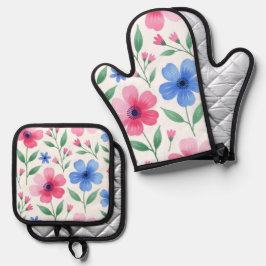 Set De Manoplas Flor de Agua de Rosas