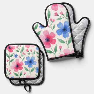 Set De Manoplas Flor de Agua de Rosas