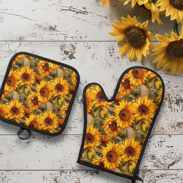 Set De Manoplas Flor Flor Floral Girasol (Subido por el creador)