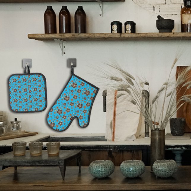 Set De Manoplas Flor natural turquesa (Subido por el creador)