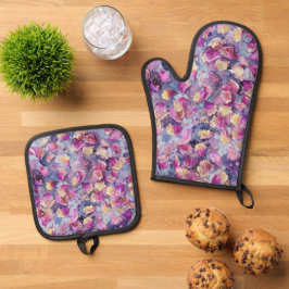 Set De Manoplas Floral 