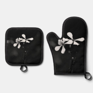 Set De Manoplas floral blanca y negra mínima