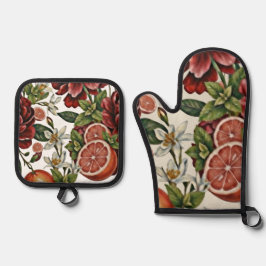 Set De Manoplas Floral cítrico rústico de verano