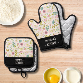 Set De Manoplas Floral colorida moderna y personalizada