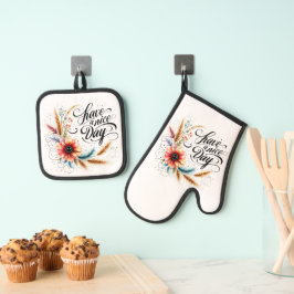 Set De Manoplas floral de buen día