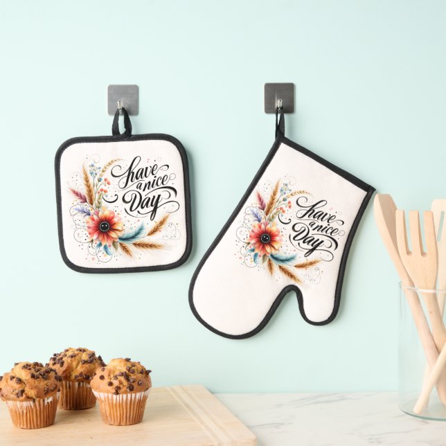 Set De Manoplas floral de buen día (Insitu (colgante))