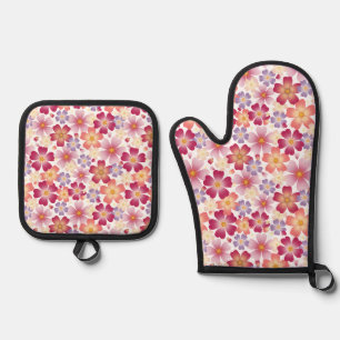 Set De Manoplas Floral de ensueño mixto (blanco)