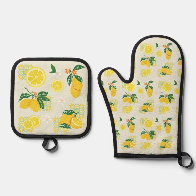 Set De Manoplas Floral de Limón (Anverso)