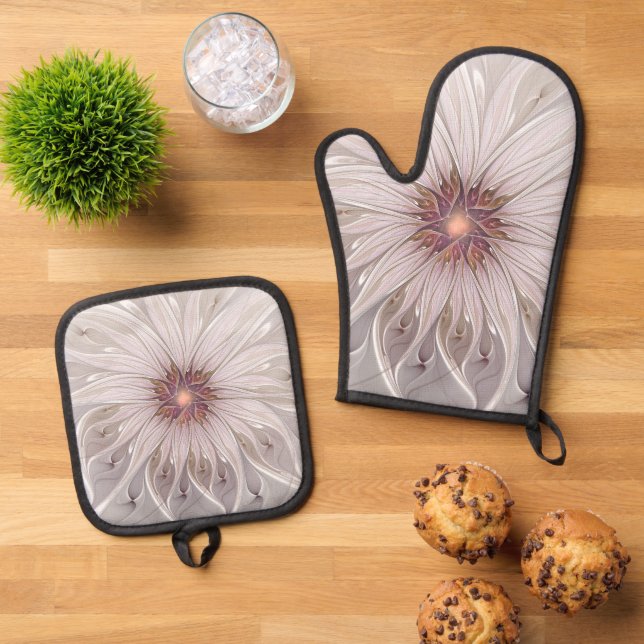 Set De Manoplas Floral Fantasy, Abstract Modern Pastel Flower (De arriba hacia abajo)