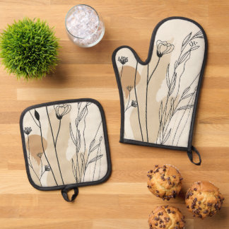 Set De Manoplas Floral Neutral