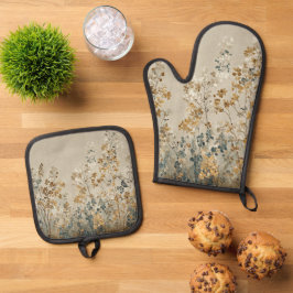 Set De Manoplas floral prado ámbar