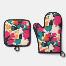 Set De Manoplas Floral tropical bohemia