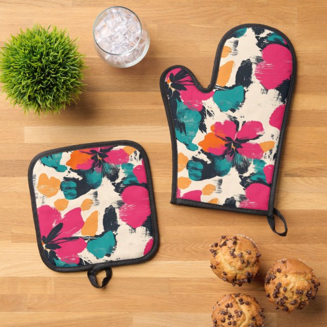 Set De Manoplas Floral tropical bohemia (De arriba hacia abajo)