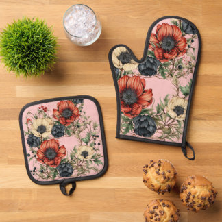 Set De Manoplas Florales Grandes Ricos Óxido, Púrpura Profundo, Cr
